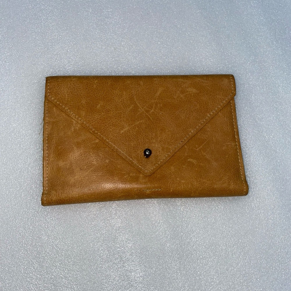 Hearth And Hand Brown Leather Travel Wallet Organizer Envelope 4.5” X 7” EUC
